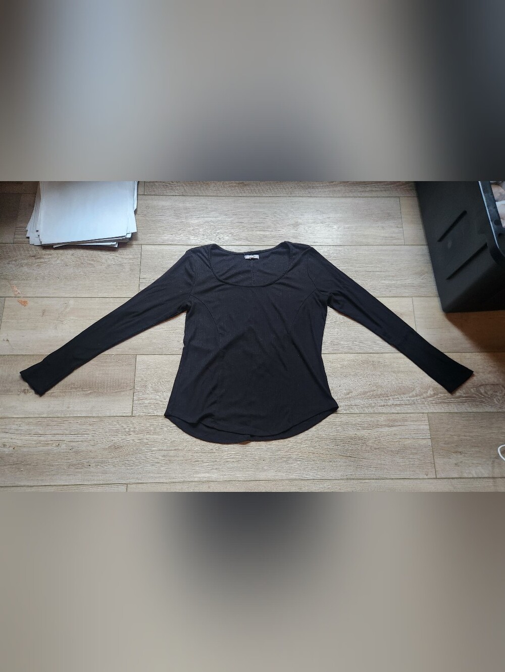 Maurices Black Long Sleeve Scoop Neck Muscle Tee